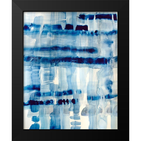 Indigo Stripes No. 1 Black Modern Wood Framed Art Print by Bainbridge, Hope