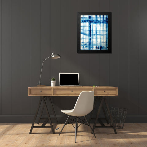 Indigo Stripes No. 2 Black Modern Wood Framed Art Print by Bainbridge, Hope