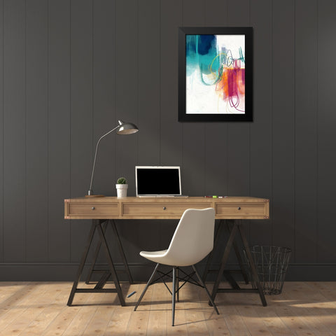 Turquoise No. 1 Black Modern Wood Framed Art Print by Banerjee, Ishita