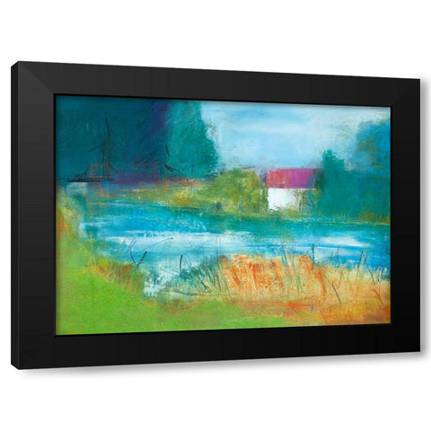 When Swan is Quiet Black Modern Wood Framed Art Print by Beer, Pamela K.