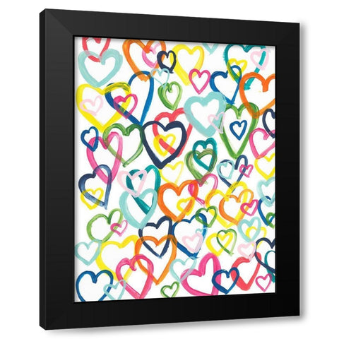 Hearts In Multiples Black Modern Wood Framed Art Print with Double Matting by Baker, Bronwyn
