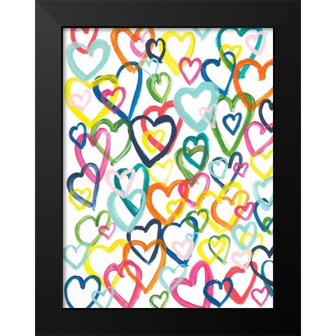 Hearts In Multiples Black Modern Wood Framed Art Print by Baker, Bronwyn