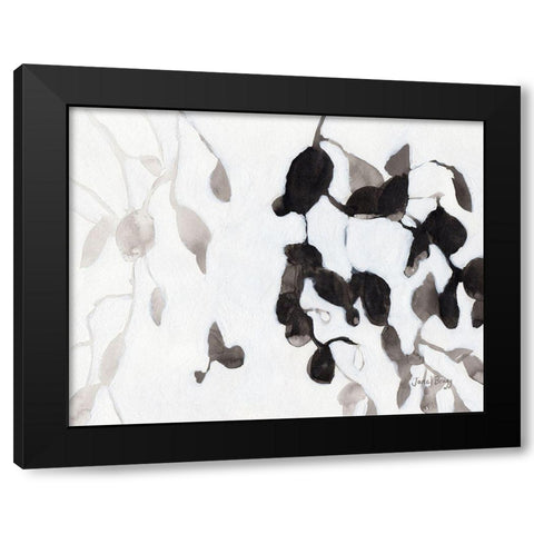 Leaves in Black and White Black Modern Wood Framed Art Print by Bragg, Janel