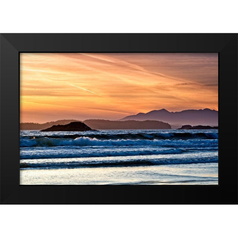 A Long Beach Sunset Black Modern Wood Framed Art Print by Burdick, Chuck
