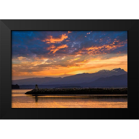 Inukshuk In Setting Sun Black Modern Wood Framed Art Print by Burdick, Chuck