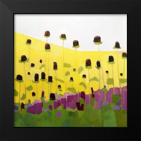 Coneflowers With Pink Black Modern Wood Framed Art Print by Becker, Anne