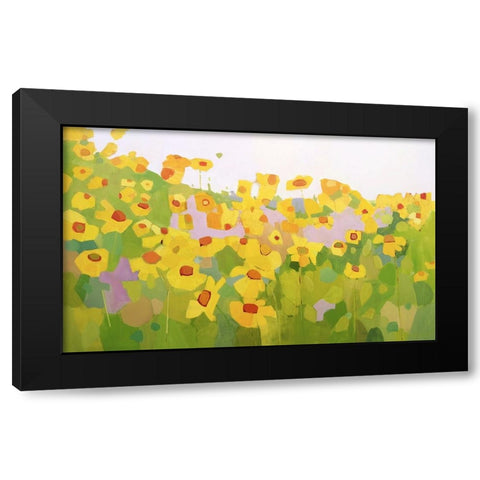 Field of Sunflowers Black Modern Wood Framed Art Print with Double Matting by Becker, Anne