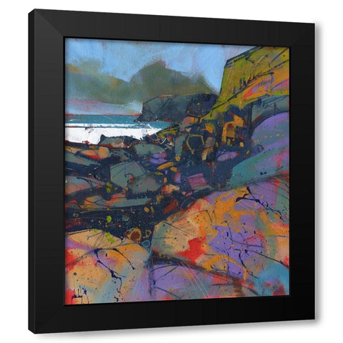Morfa Cove Rocks Black Modern Wood Framed Art Print by Bailey, Paul