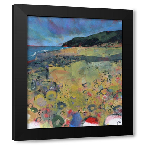 Penbryn Beach Black Modern Wood Framed Art Print by Bailey, Paul