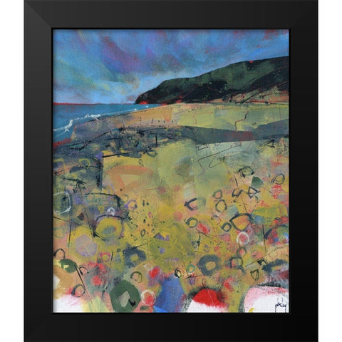 Penbryn Beach Black Modern Wood Framed Art Print by Bailey, Paul