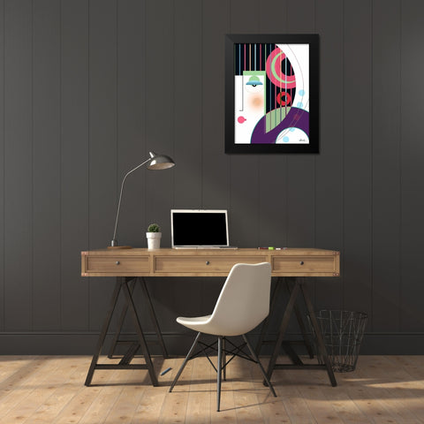 Geisha Black Modern Wood Framed Art Print by Banerjee, Ishita
