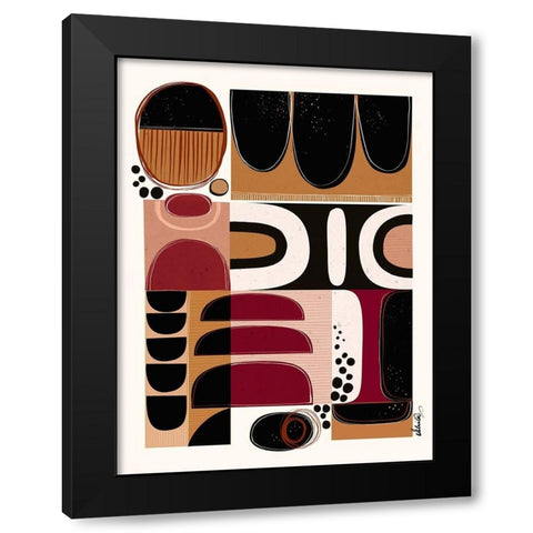 Phylatic -Tribal Tapestry Black Modern Wood Framed Art Print with Double Matting by Banerjee, Ishita