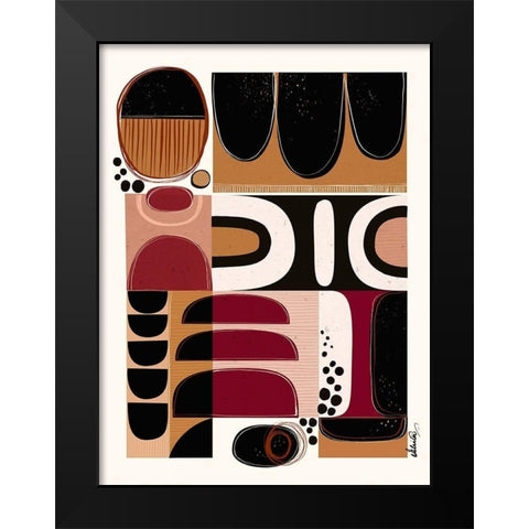 Phylatic -Tribal Tapestry Black Modern Wood Framed Art Print by Banerjee, Ishita