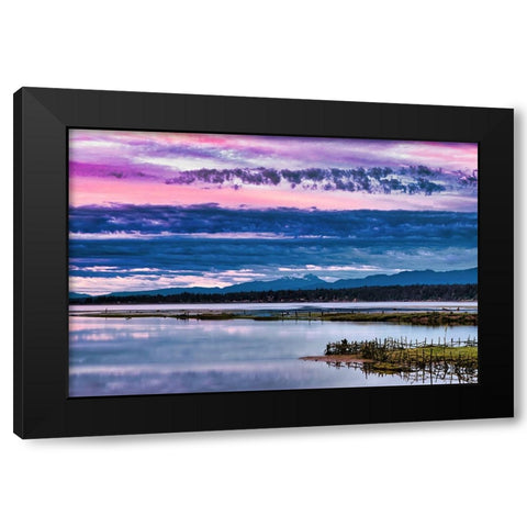 Komoks Harbour Fish Traps Black Modern Wood Framed Art Print by Burdick, Chuck