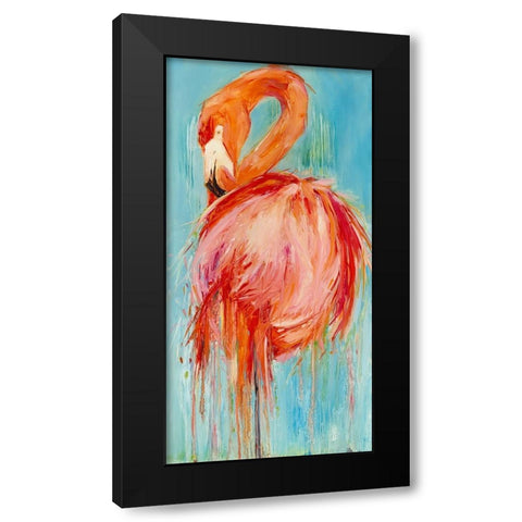 Flamingo Pose Black Modern Wood Framed Art Print with Double Matting by Broaderick, Kathleen