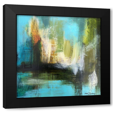 Aqua Serenity 3 Black Modern Wood Framed Art Print by Blackerby, Linda S.