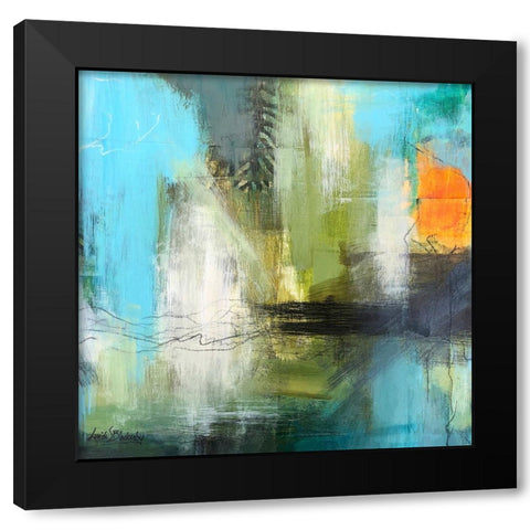 Aqua Serenity 2 Black Modern Wood Framed Art Print by Blackerby, Linda S.