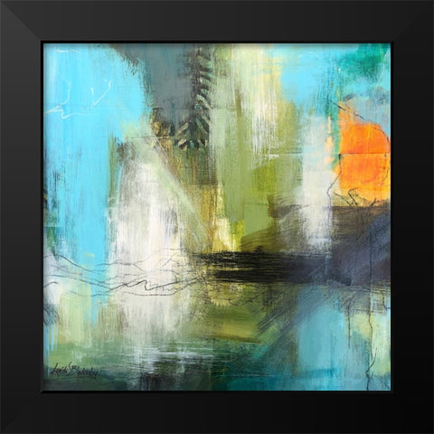 Aqua Serenity 2 Black Modern Wood Framed Art Print by Blackerby, Linda S.
