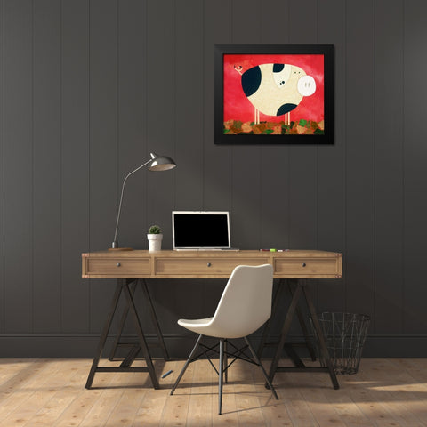 Pig Newton Black Modern Wood Framed Art Print by Craig, Casey
