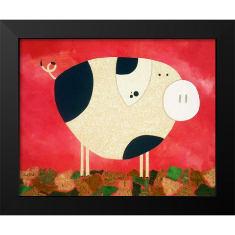 Pig Newton Black Modern Wood Framed Art Print by Craig, Casey