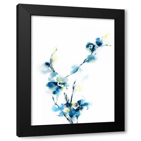 Blue Blossoms Black Modern Wood Framed Art Print by CanotStop