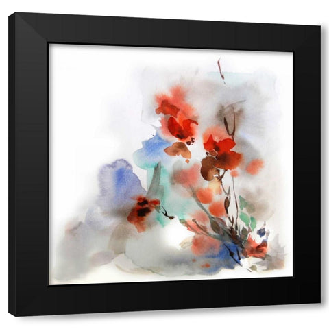 Fall Flowers Black Modern Wood Framed Art Print by CanotStop