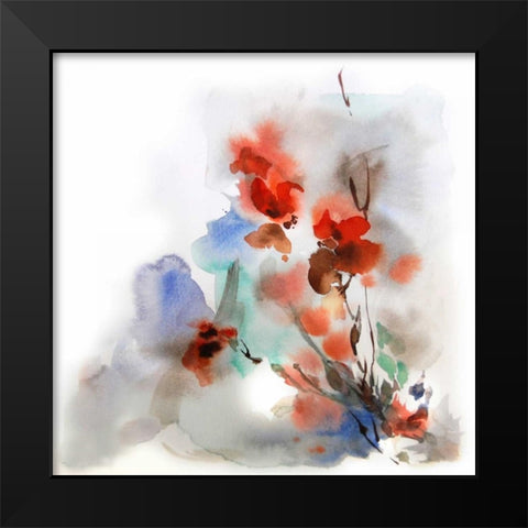 Fall Flowers Black Modern Wood Framed Art Print by CanotStop