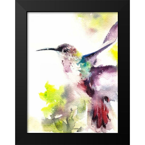 Hummingbird Black Modern Wood Framed Art Print by CanotStop