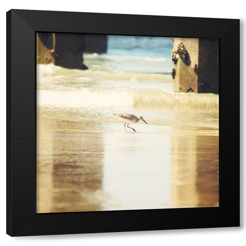 Walking on The Beach Black Modern Wood Framed Art Print by Coomes, Sylvia