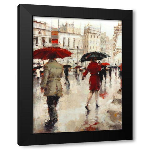 Parting on a Paris Street Black Modern Wood Framed Art Print with Double Matting by Christie, Lorraine