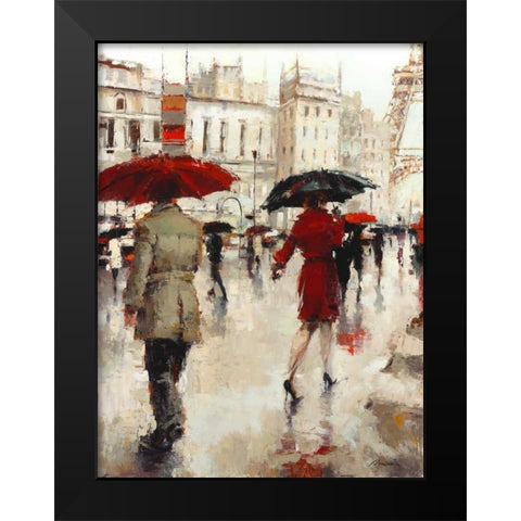 Parting on a Paris Street Black Modern Wood Framed Art Print by Christie, Lorraine