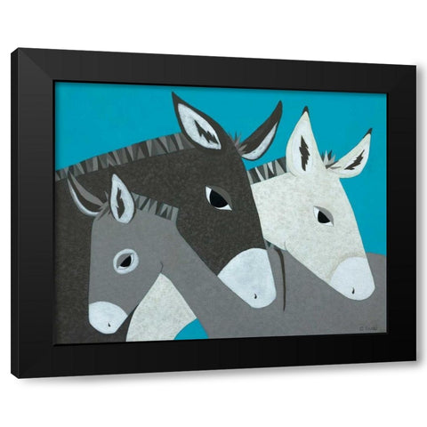 Donkey Family Black Modern Wood Framed Art Print by Craig, Casey