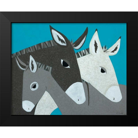 Donkey Family Black Modern Wood Framed Art Print by Craig, Casey