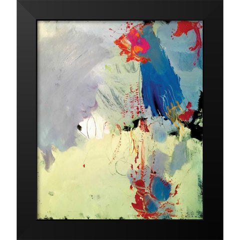 Colors Dance from the Dark Black Modern Wood Framed Art Print by Christine, Niya