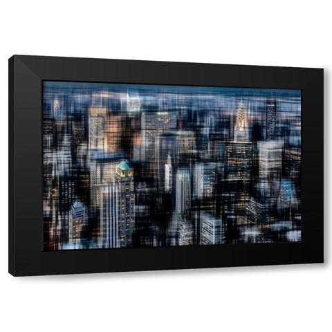 Downtown at Night Black Modern Wood Framed Art Print with Double Matting by Cmarits, Hannes