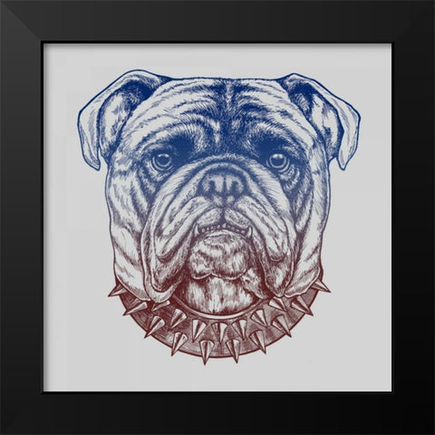 Gritty Bulldog Black Modern Wood Framed Art Print by Caldwell, Rachel