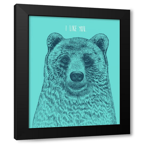I Like You Bear Black Modern Wood Framed Art Print with Double Matting by Caldwell, Rachel