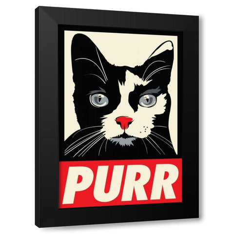 Purr Propaganda Black Modern Wood Framed Art Print by Caldwell, Rachel