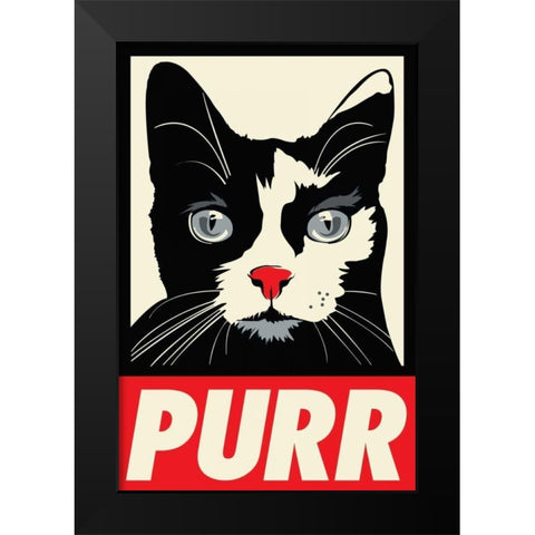 Purr Propaganda Black Modern Wood Framed Art Print by Caldwell, Rachel