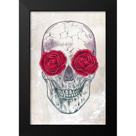 Skull and Roses Black Modern Wood Framed Art Print by Caldwell, Rachel