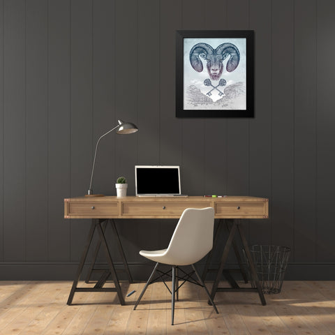 Ram Black Modern Wood Framed Art Print by Caldwell, Rachel