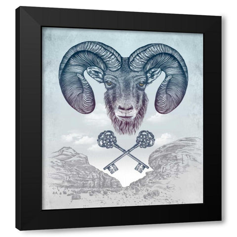Ram Black Modern Wood Framed Art Print with Double Matting by Caldwell, Rachel