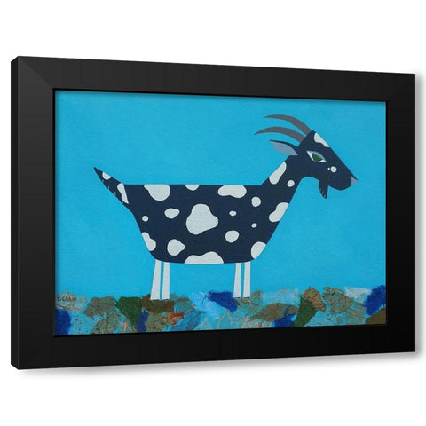 Fergus The Goat Black Modern Wood Framed Art Print with Double Matting by Craig, Casey