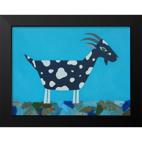 Fergus The Goat Black Modern Wood Framed Art Print by Craig, Casey