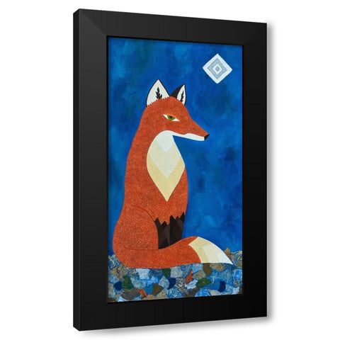 Fox Under Diamond Moon Black Modern Wood Framed Art Print by Craig, Casey