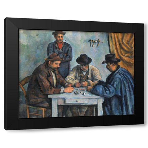 The Card Players Black Modern Wood Framed Art Print by Cezanne, Paul
