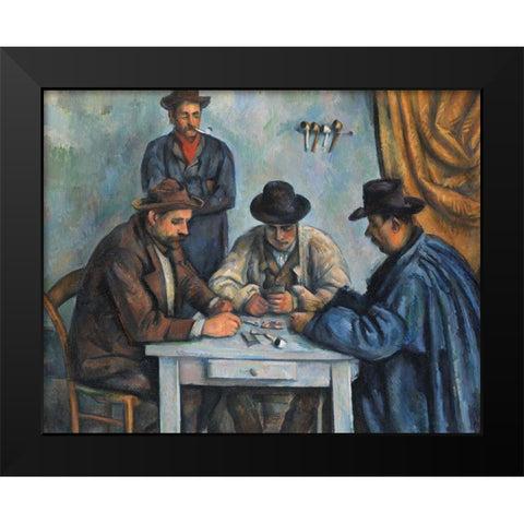 The Card Players Black Modern Wood Framed Art Print by Cezanne, Paul