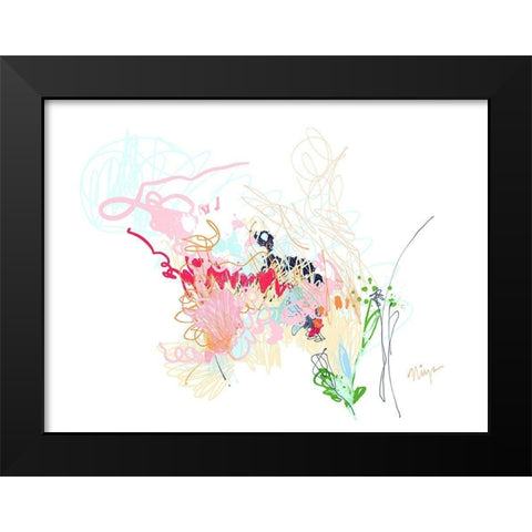 Delicate Florals Black Modern Wood Framed Art Print by Christine, Niya