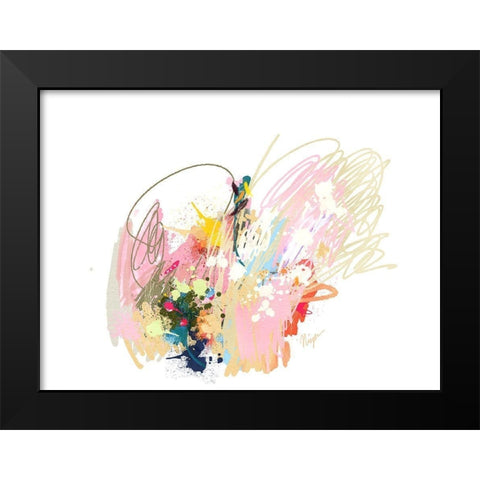 Pink Abstract Black Modern Wood Framed Art Print by Christine, Niya