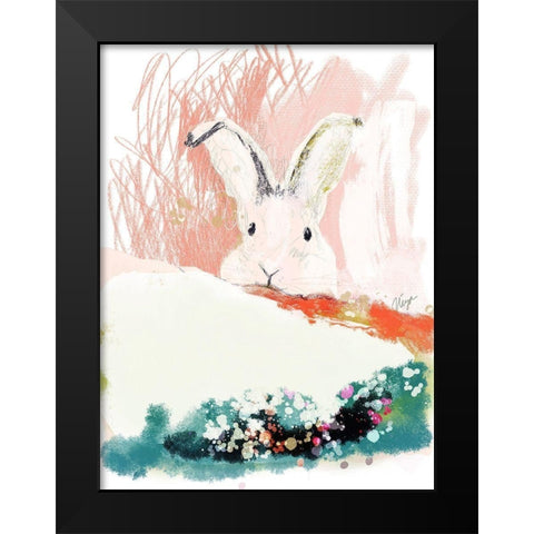 Bunny in the Garden Black Modern Wood Framed Art Print by Christine, Niya